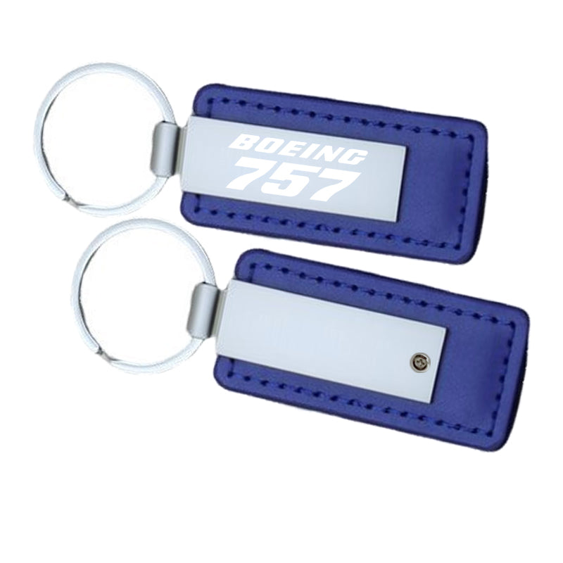 Boeing 757 & Text Faux Leather Key Chains