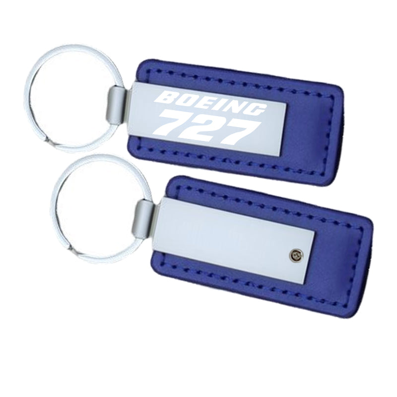 Boeing 727 & Text Faux Leather Key Chains