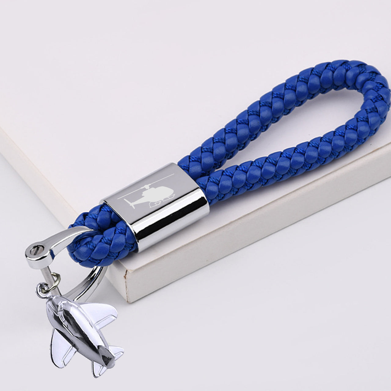 Helicopter Designed Leather Car Key Chains