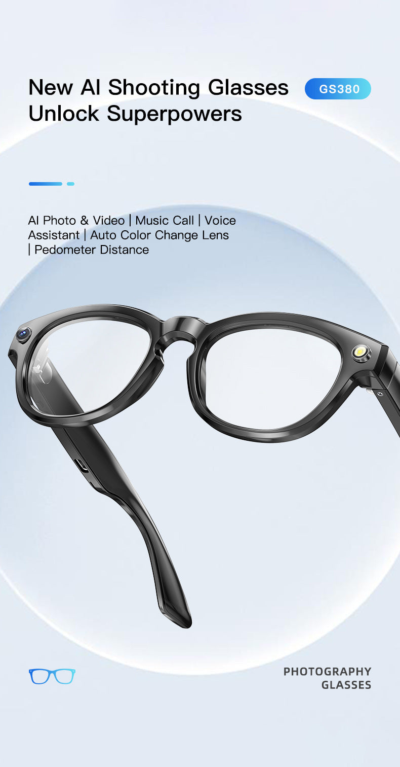GS380 Smart Wearable Glasses: AI Camera, Translation & Navigation - All in One