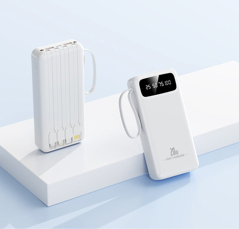 10000mAh 4-in-1 Built-in Cable Power Bank: Fast Charging