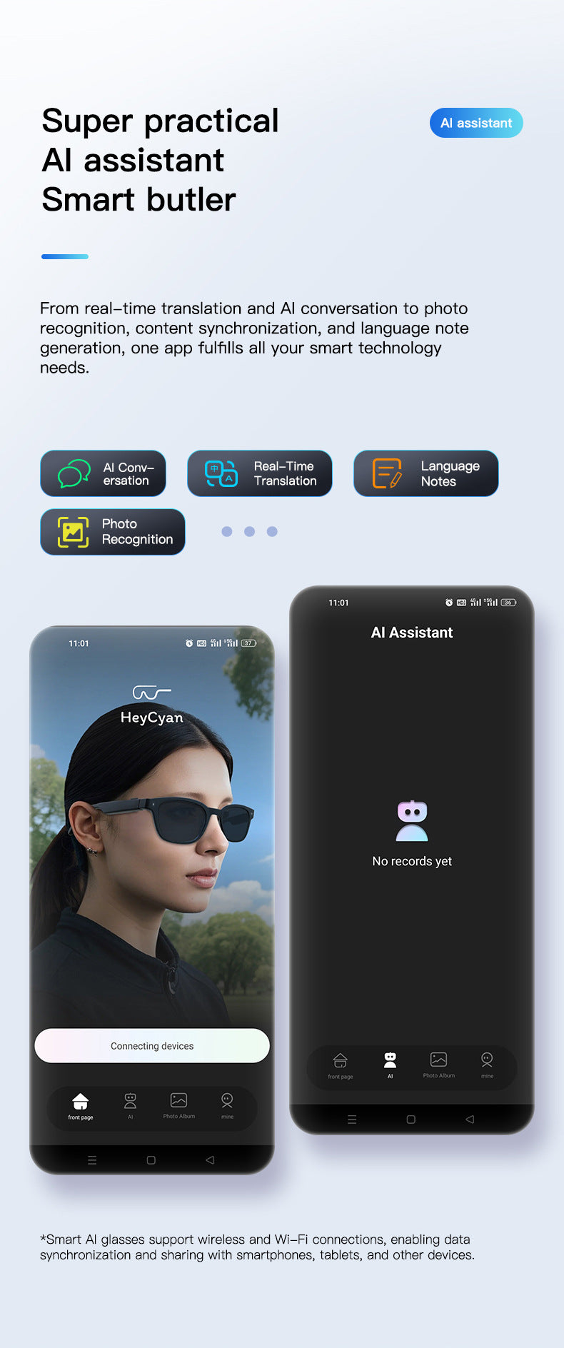 Q8 Anti-Shake AI Glasses: 8MP Photography, Object Recognition & Real-Time Translation