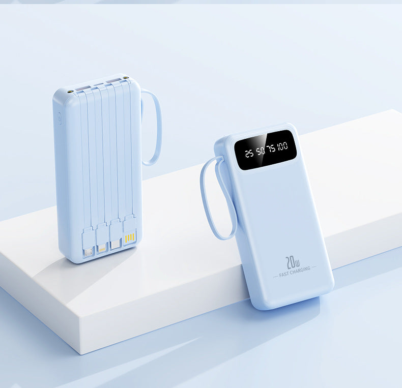 10000mAh 4-in-1 Built-in Cable Power Bank: Fast Charging