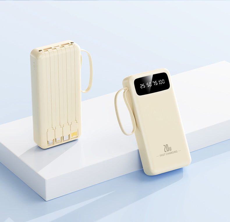 10000mAh 4-in-1 Built-in Cable Power Bank: Fast Charging