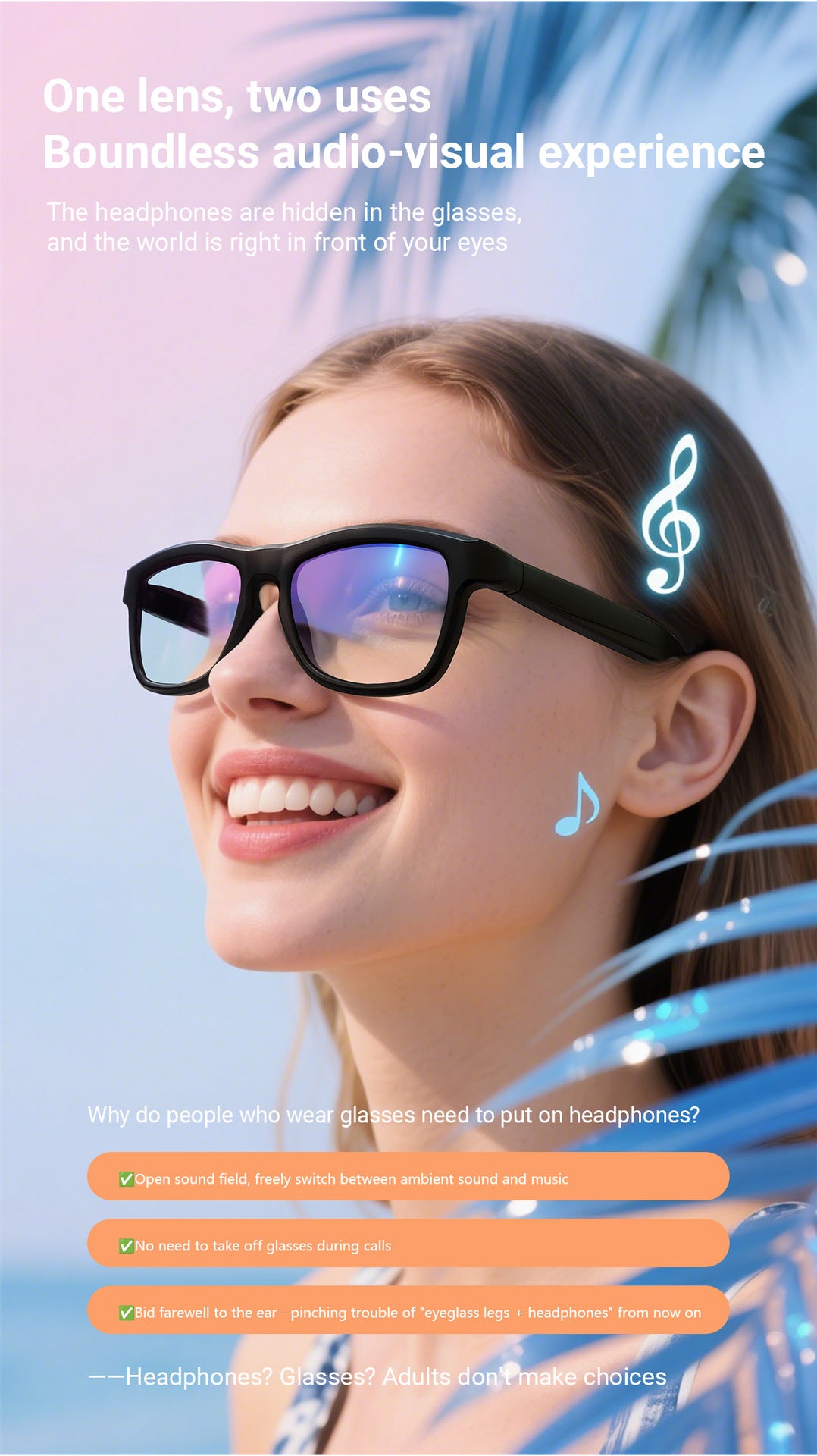 All-in-One GV90 Smart Glasses: Photochromic, Adjustable Light, Bluetooth Calls, Music & AI Translation