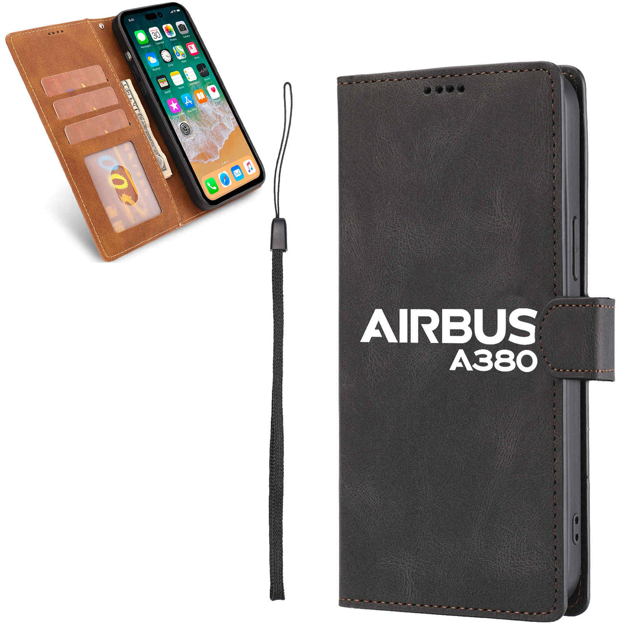 Airbus A380 & Text Designed Leather Samsung S & Note Cases