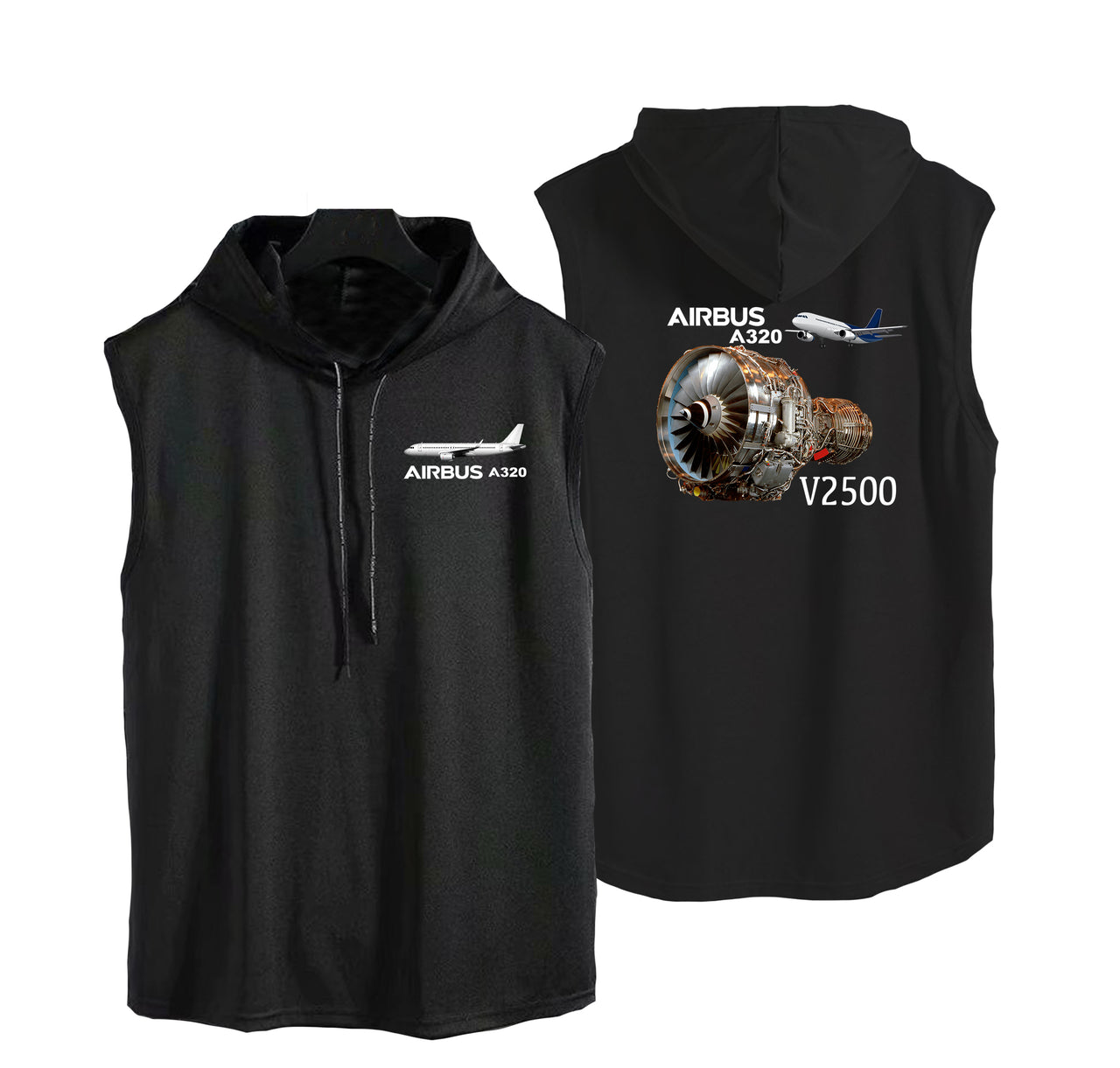 Airbus A320 & V2500 Engine Designed Hooded Tank Tops