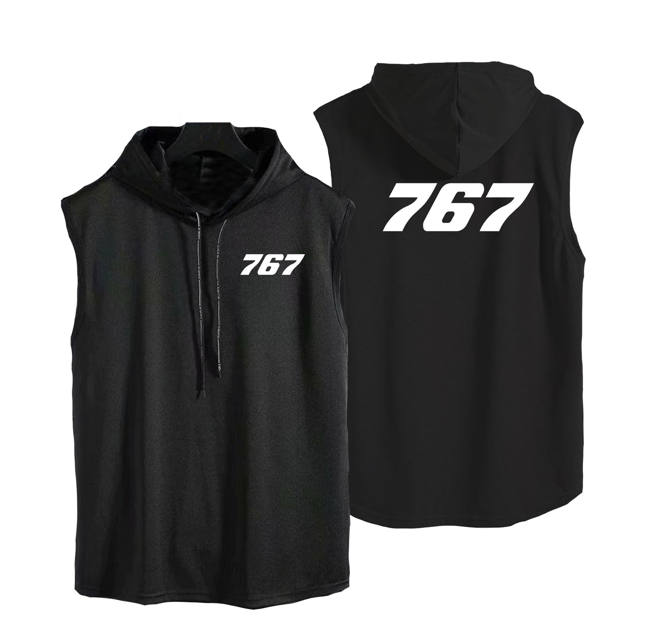 767 Flat Text Designed Hooded Tank Tops