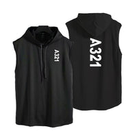 Thumbnail for A321 Text Designed Hooded Tank Tops