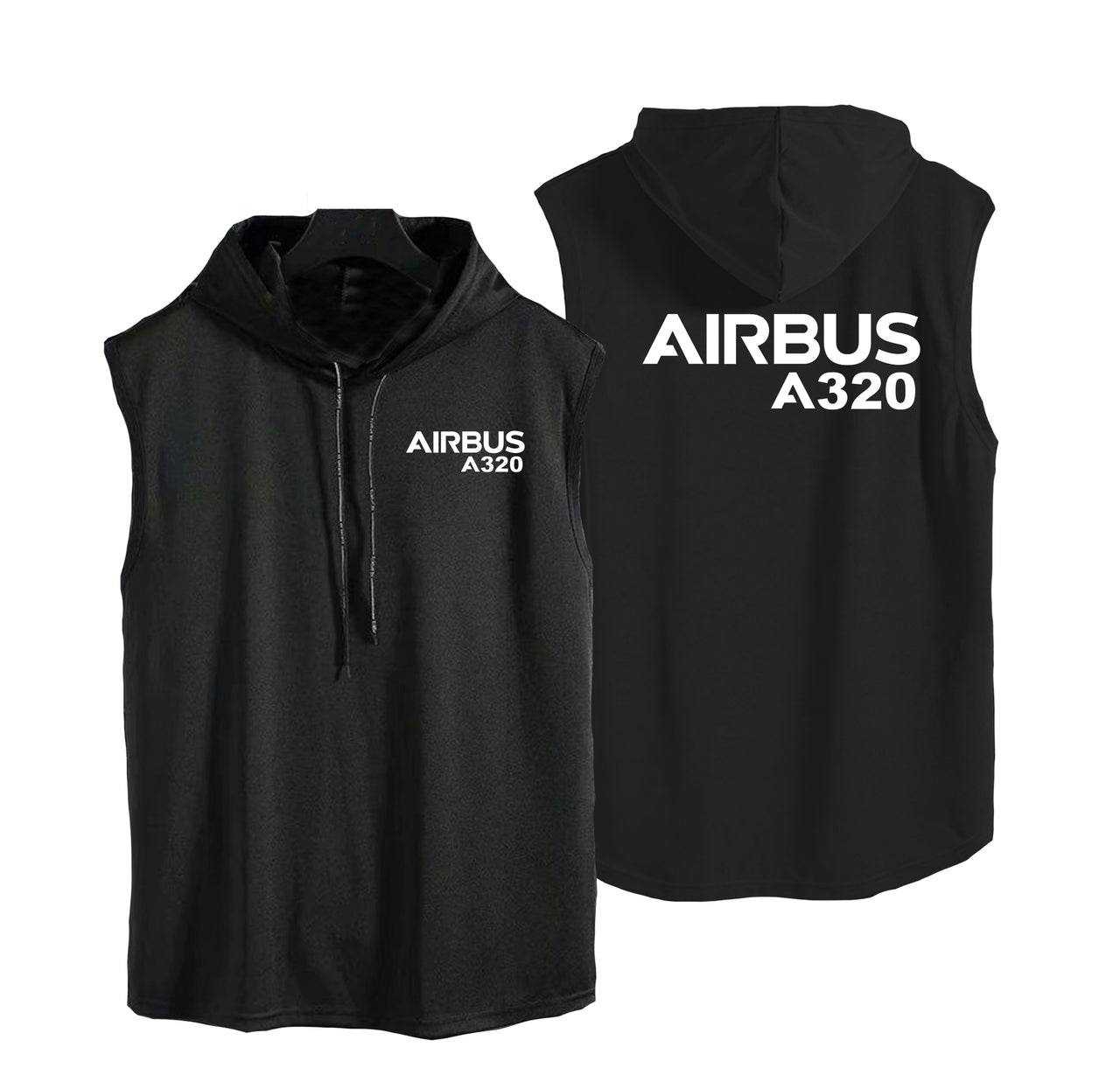 Airbus A320 & Text Designed Hooded Tank Tops