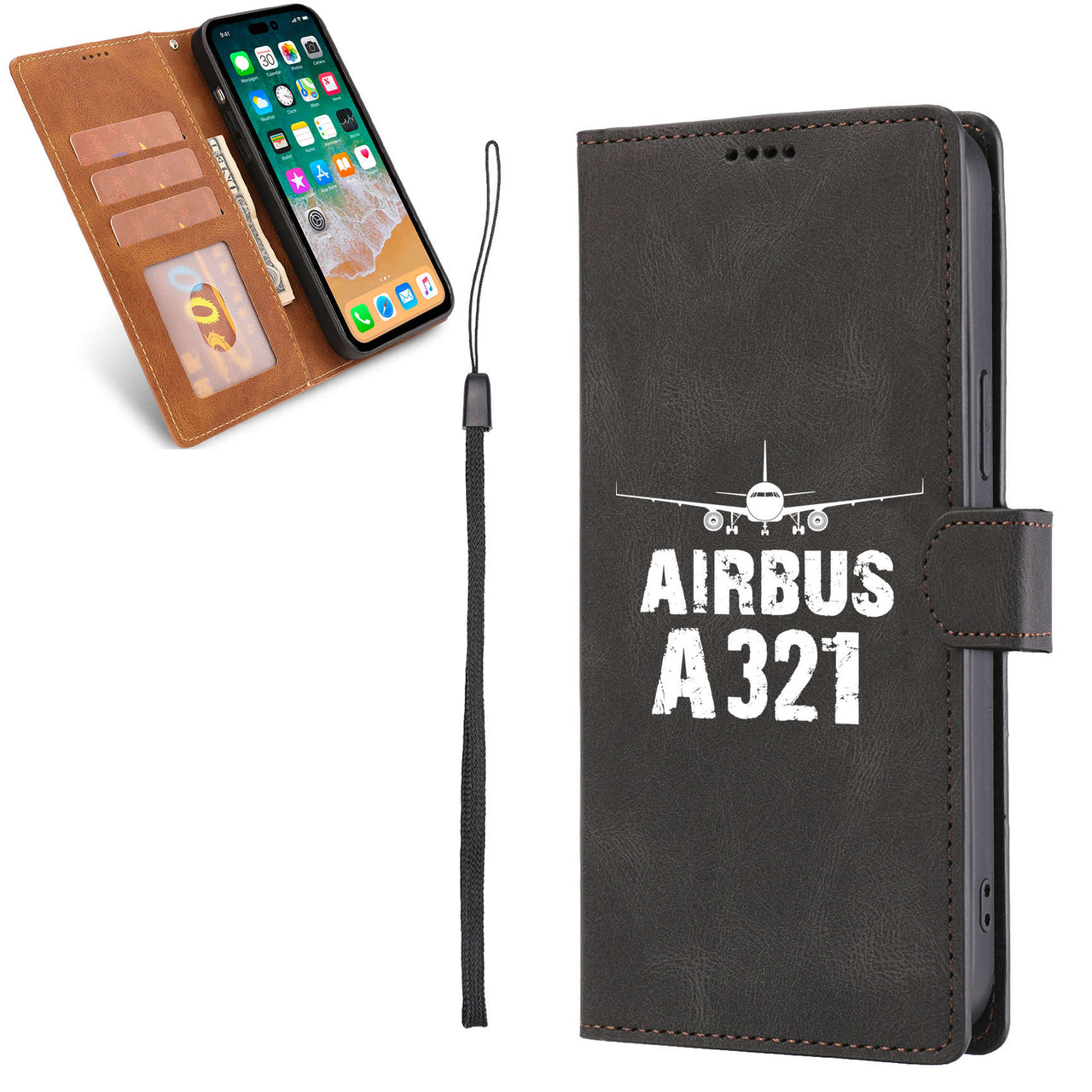 Airbus A321 & Plane Designed Leather Samsung S & Note Cases