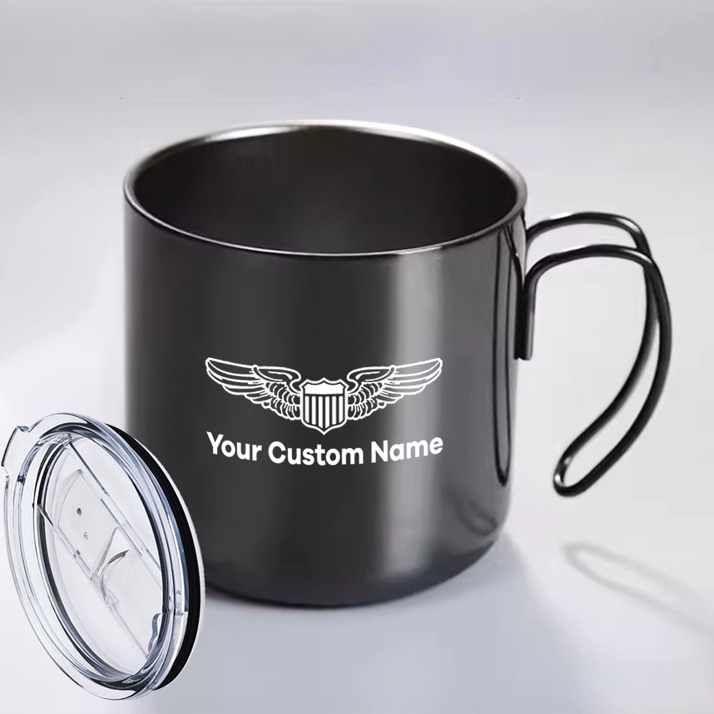 Custom Name (Military Badge) Designed Stainless Steel Portable Mugs