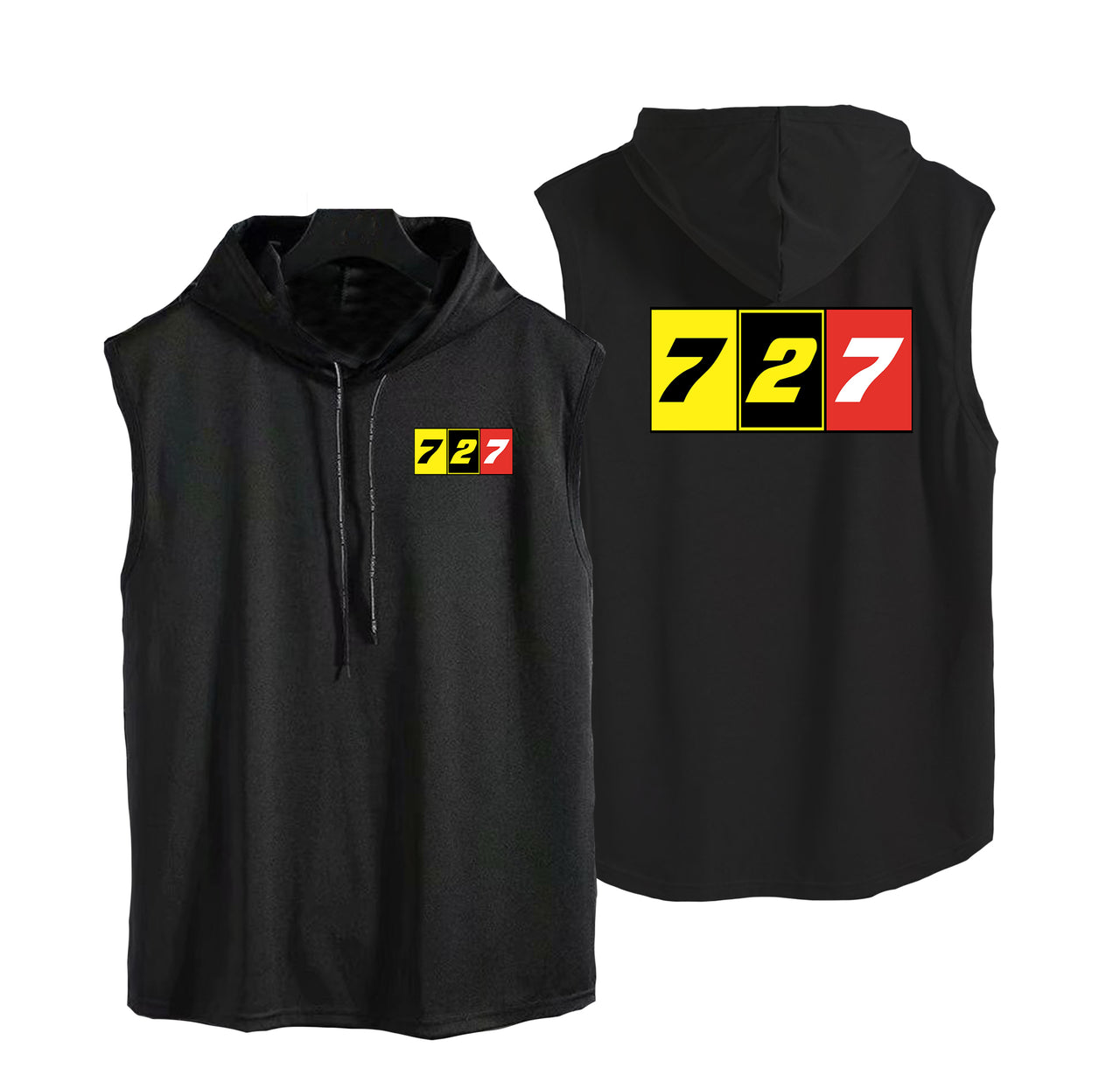 Flat Colourful 727 Designed Hooded Tank Tops
