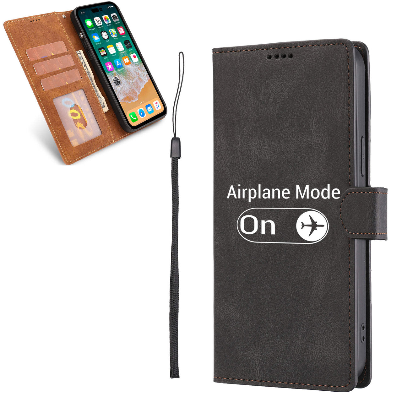 Airplane Mode On Designed Leather iPhone Cases