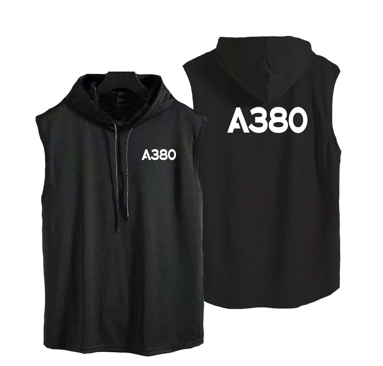 A380 Flat Text Designed Hooded Tank Tops