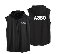 Thumbnail for A380 Flat Text Designed Hooded Tank Tops