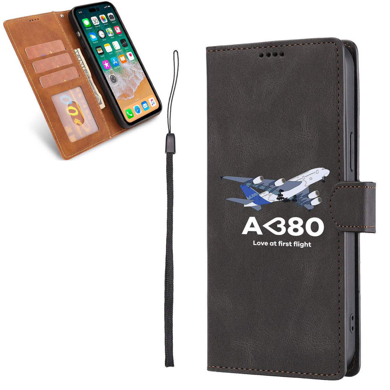 Airbus A380 Love at first flight Designed Leather iPhone Cases
