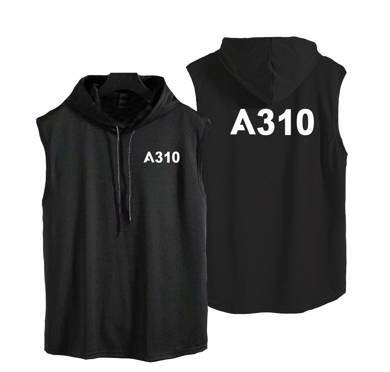 A310 Flat Text Designed Hooded Tank Tops