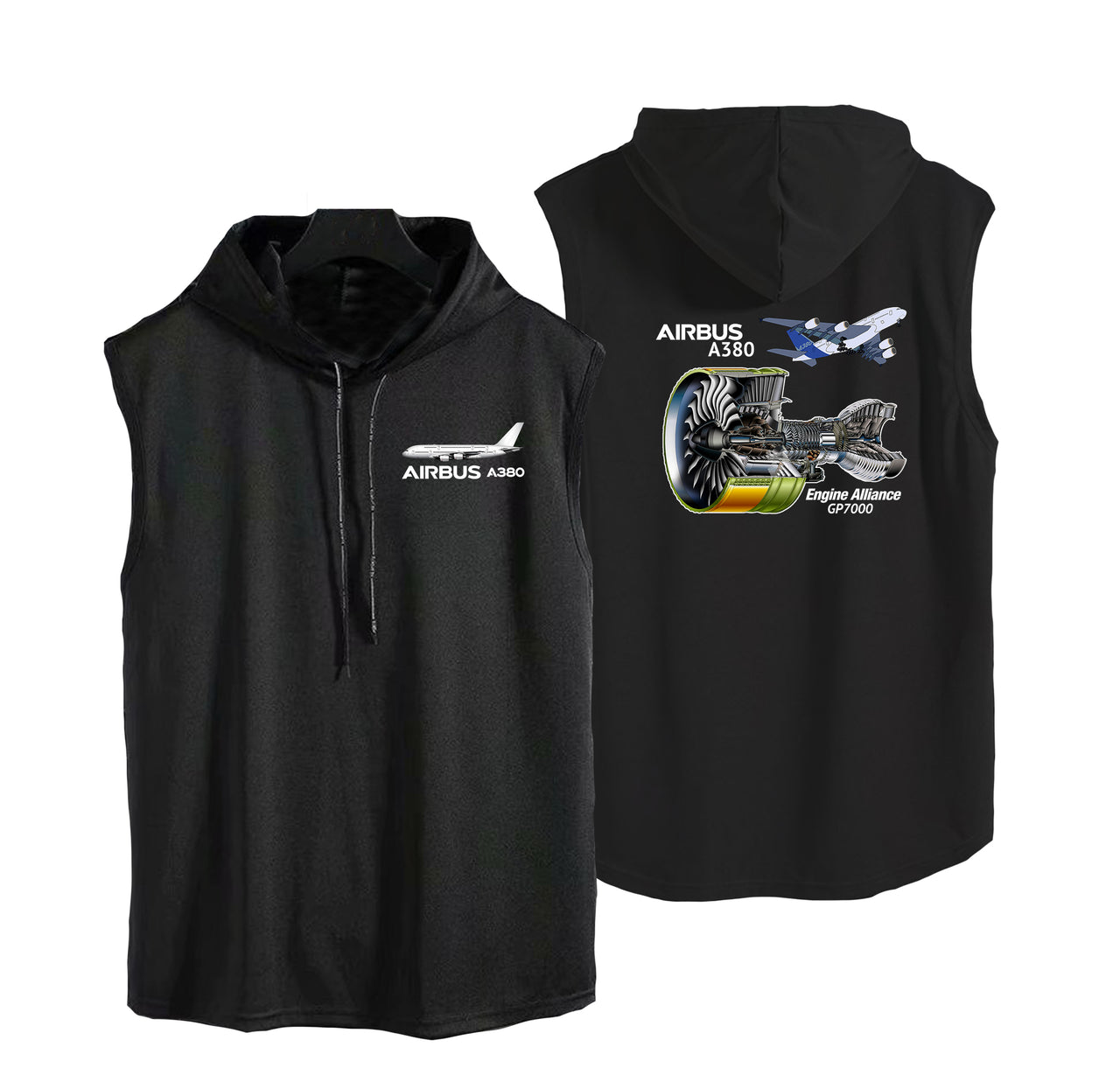 Airbus A380 & GP7000 Engine Designed Hooded Tank Tops