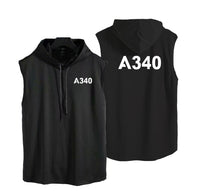 Thumbnail for A340 Flat Text Designed Hooded Tank Tops