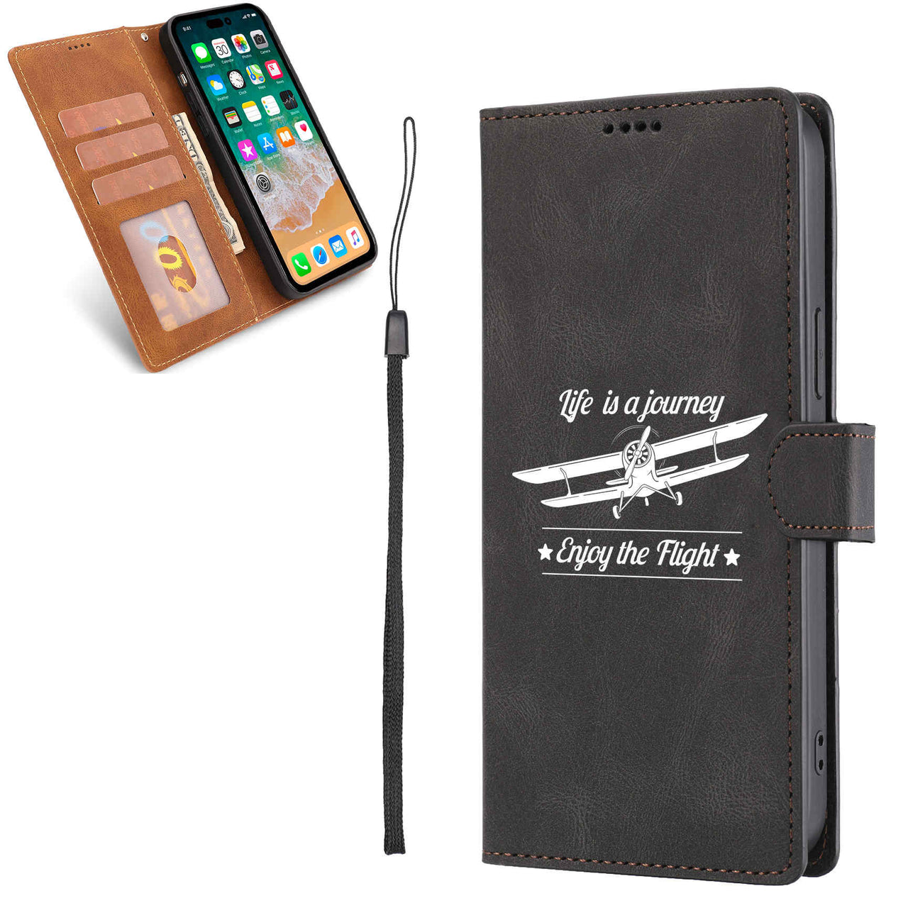 Life is a journey Enjoy the Flight Designed Leather Samsung S & Note Cases