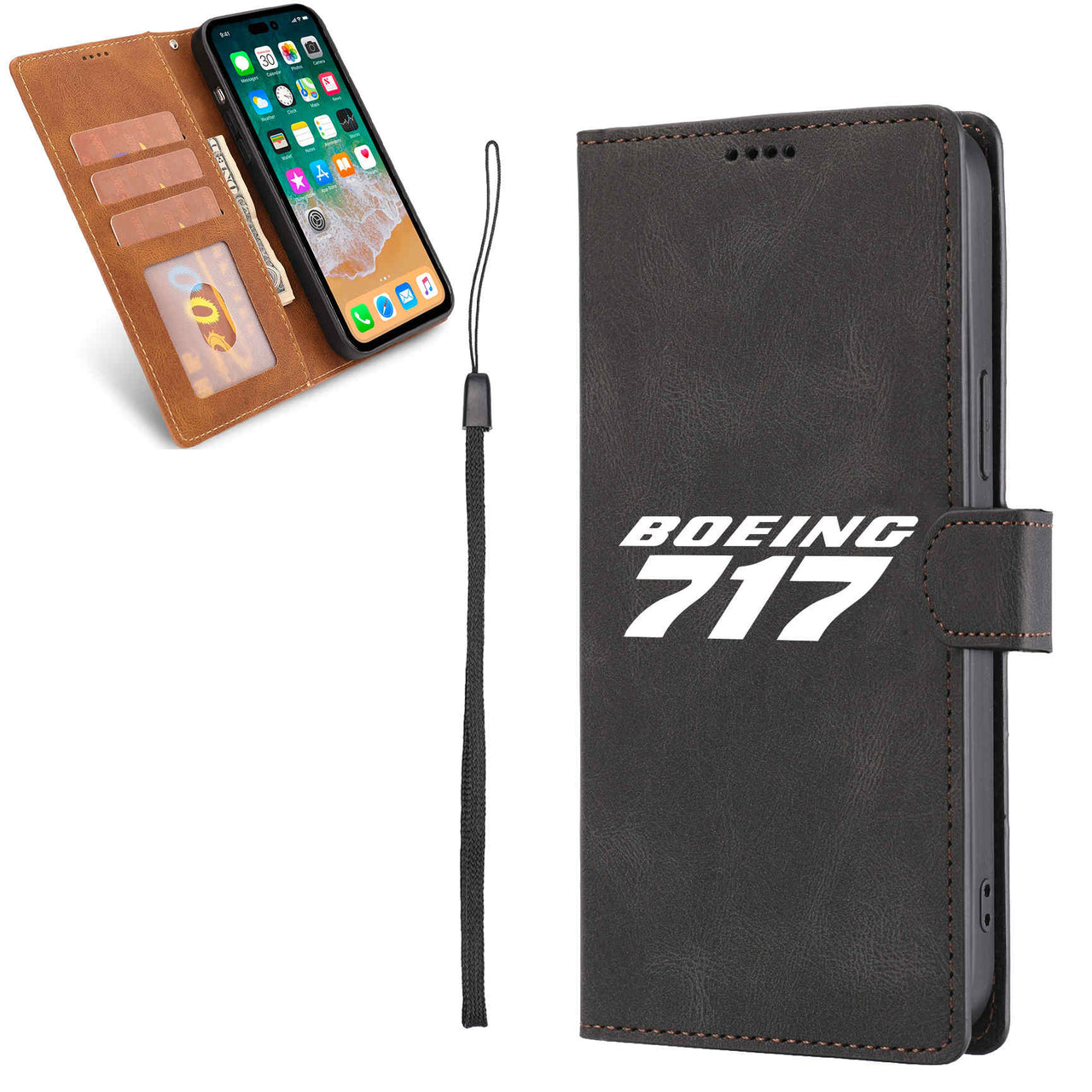 Boeing 717 & Text Designed Leather Samsung S & Note Cases