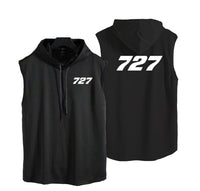 Thumbnail for 727 Flat Text Designed Hooded Tank Tops