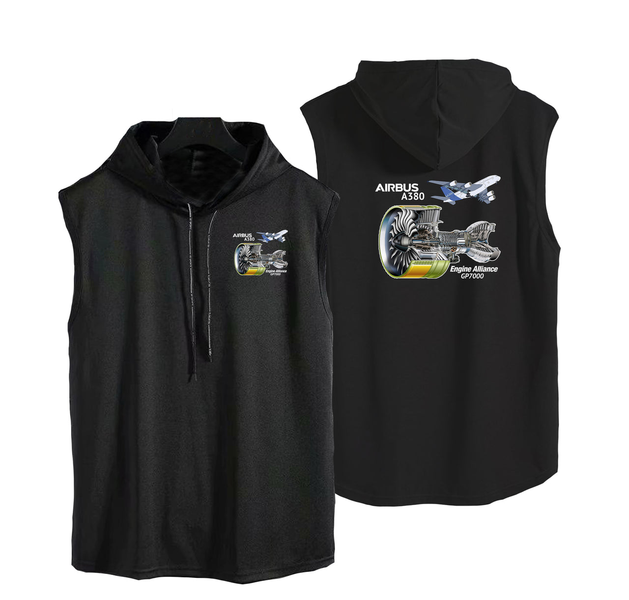 Airbus A380 & GP7000 Engine Designed Hooded Tank Tops