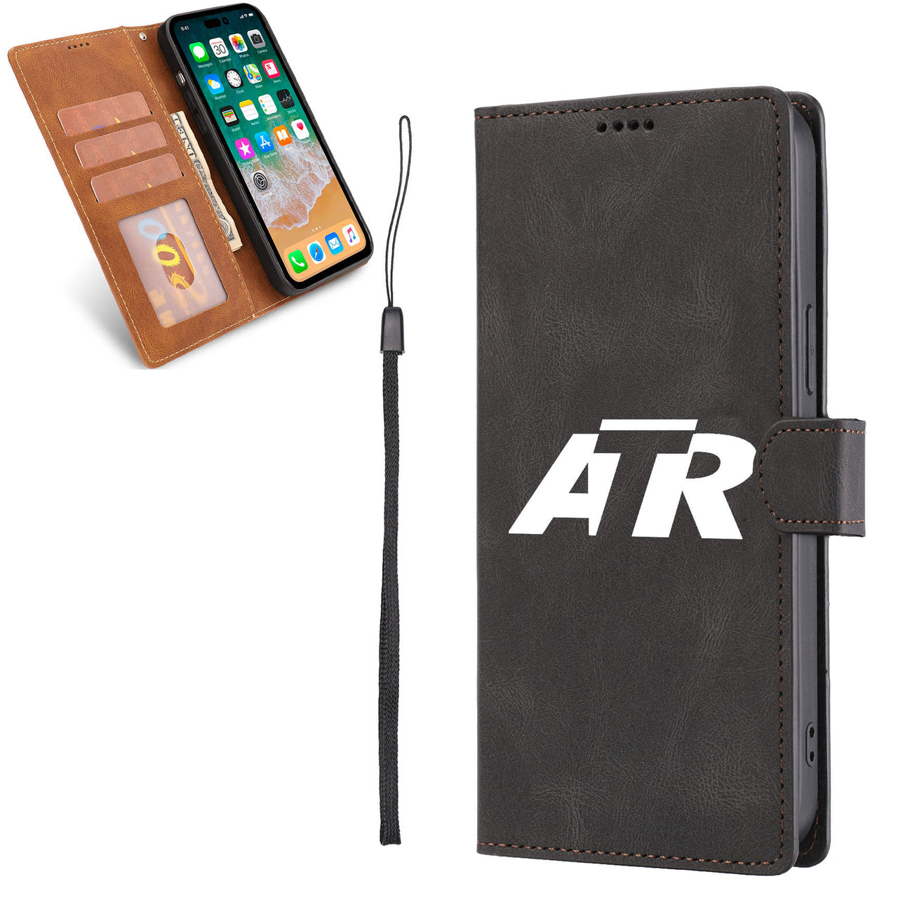 ATR & Text Designed Leather iPhone Cases