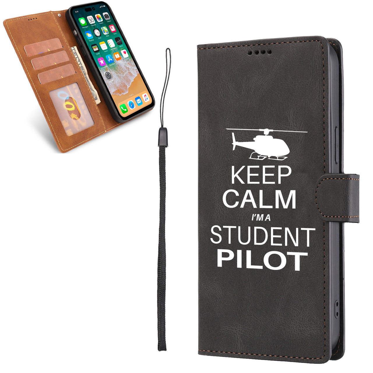 Student Pilot (Helicopter) Designed Leather iPhone Cases