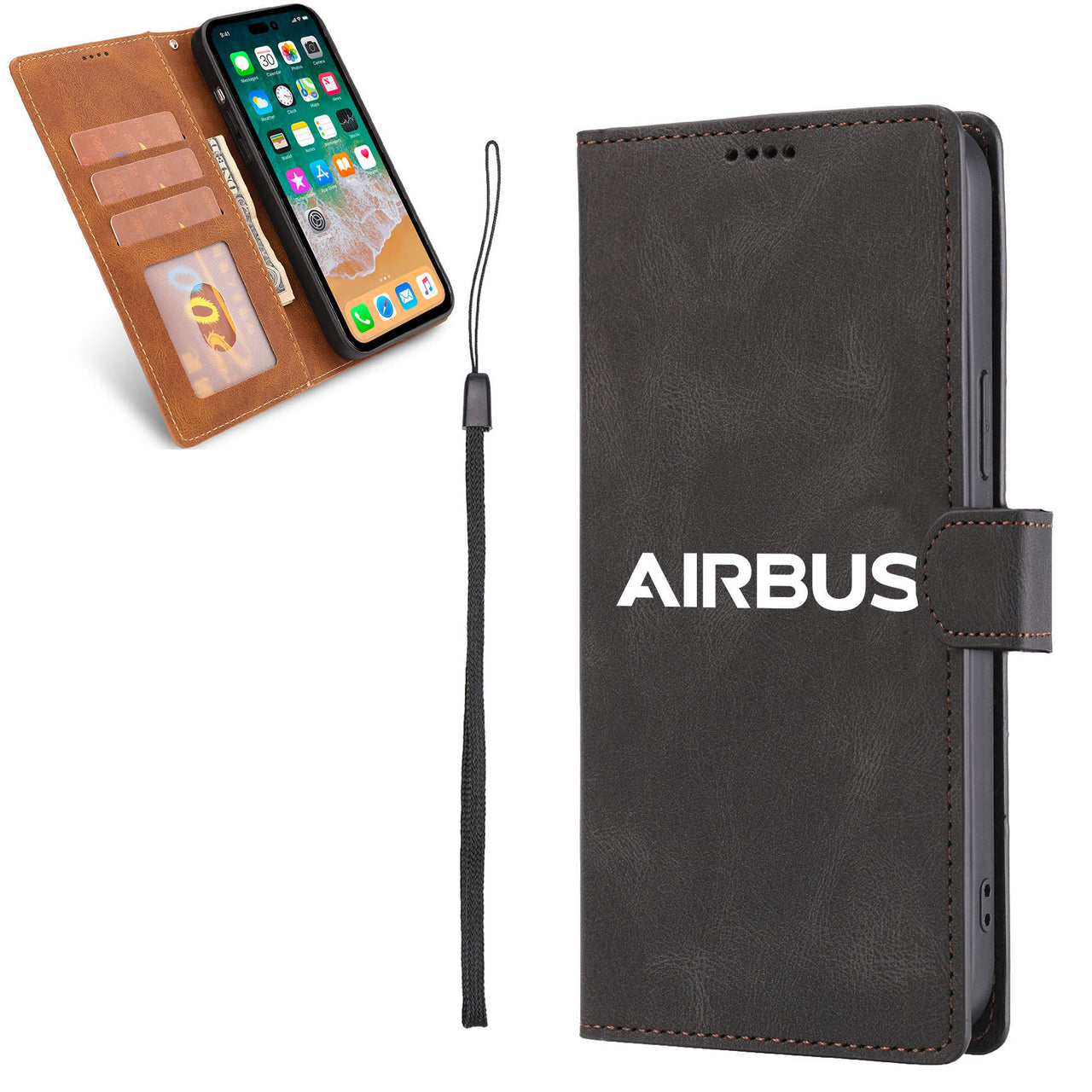 Airbus & Text Designed Leather iPhone Cases