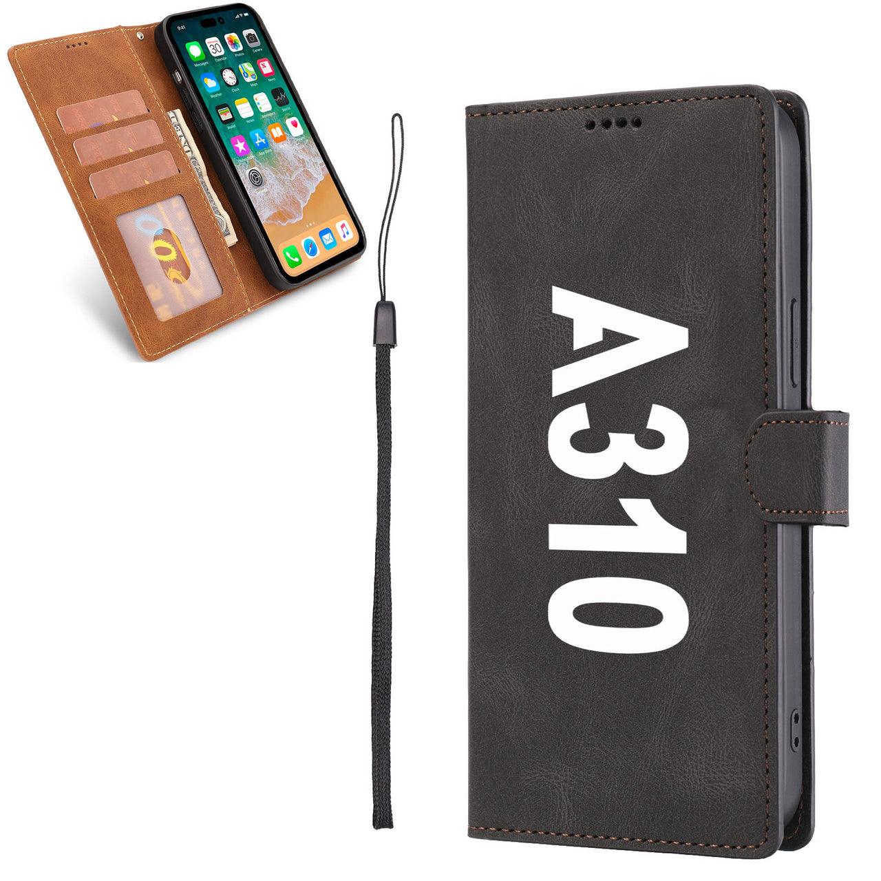 A310 Text Designed Leather iPhone Cases