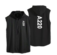 Thumbnail for A220 Text Designed Hooded Tank Tops