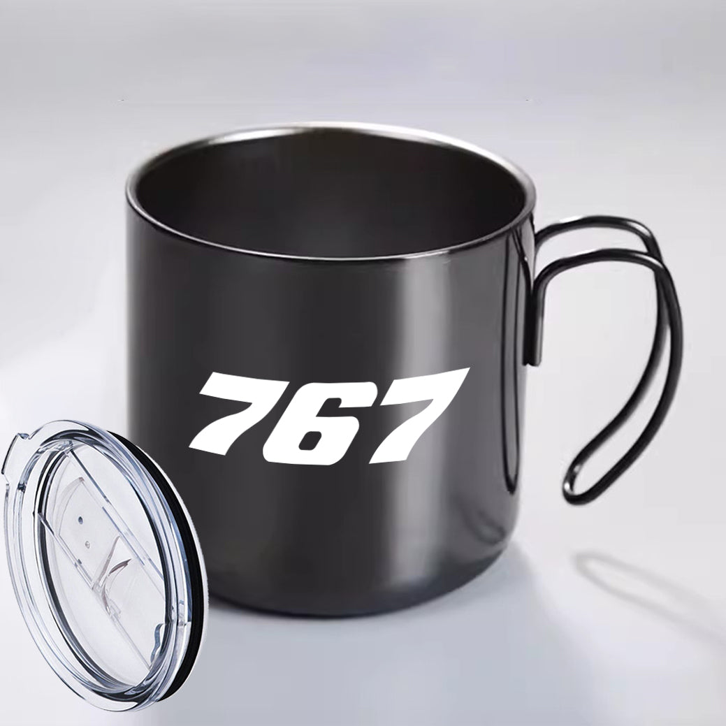 767 Flat Text Designed Stainless Steel Portable Mugs