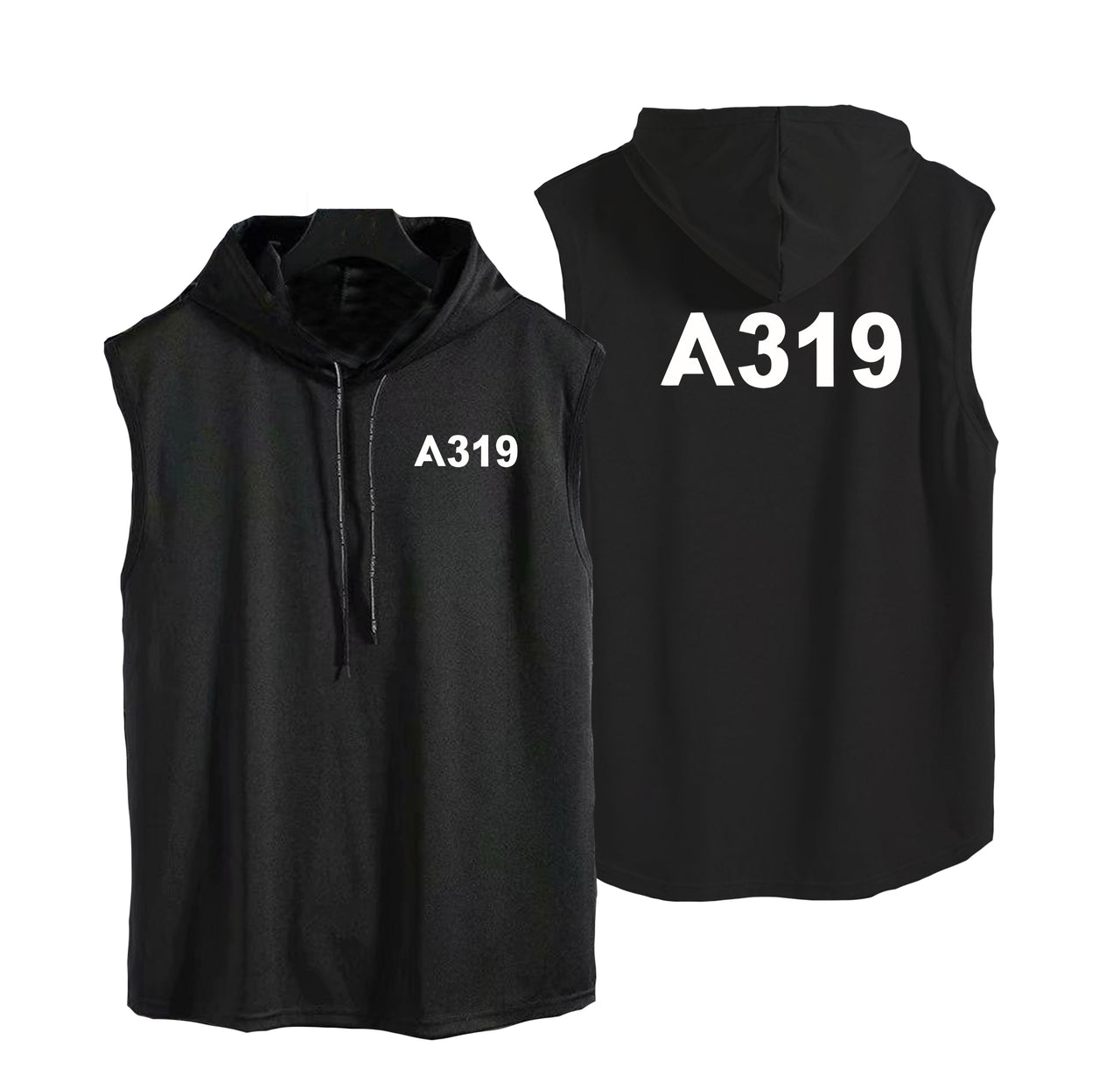 A319 Flat Text Designed Hooded Tank Tops