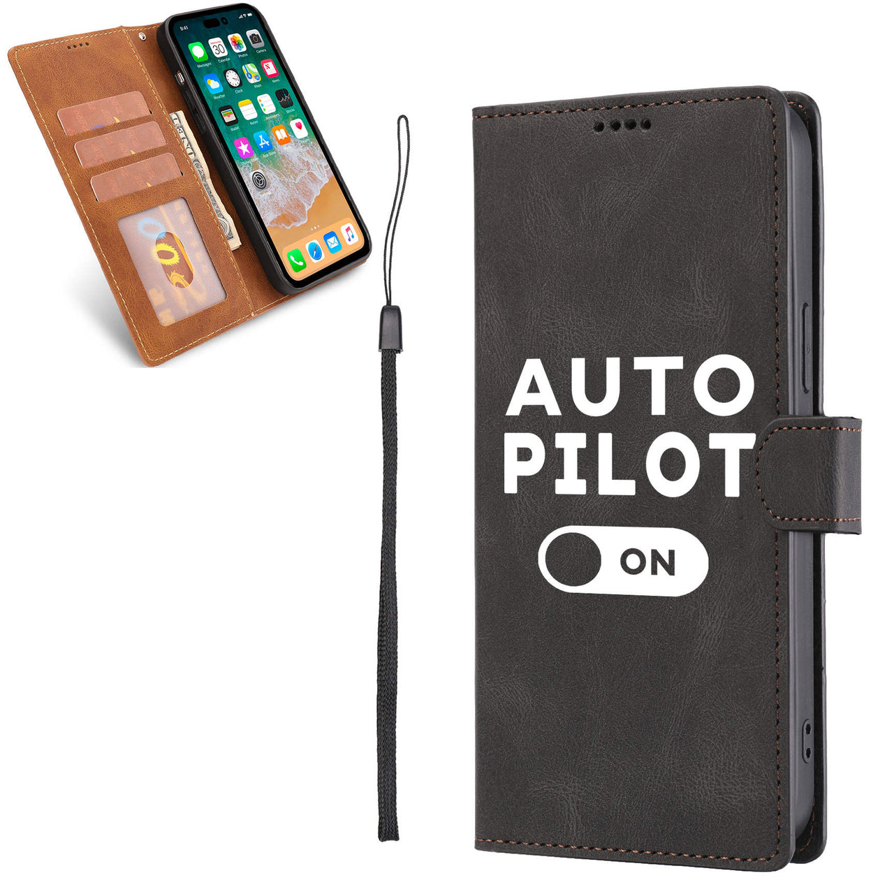 Auto Pilot ON Designed Leather iPhone Cases