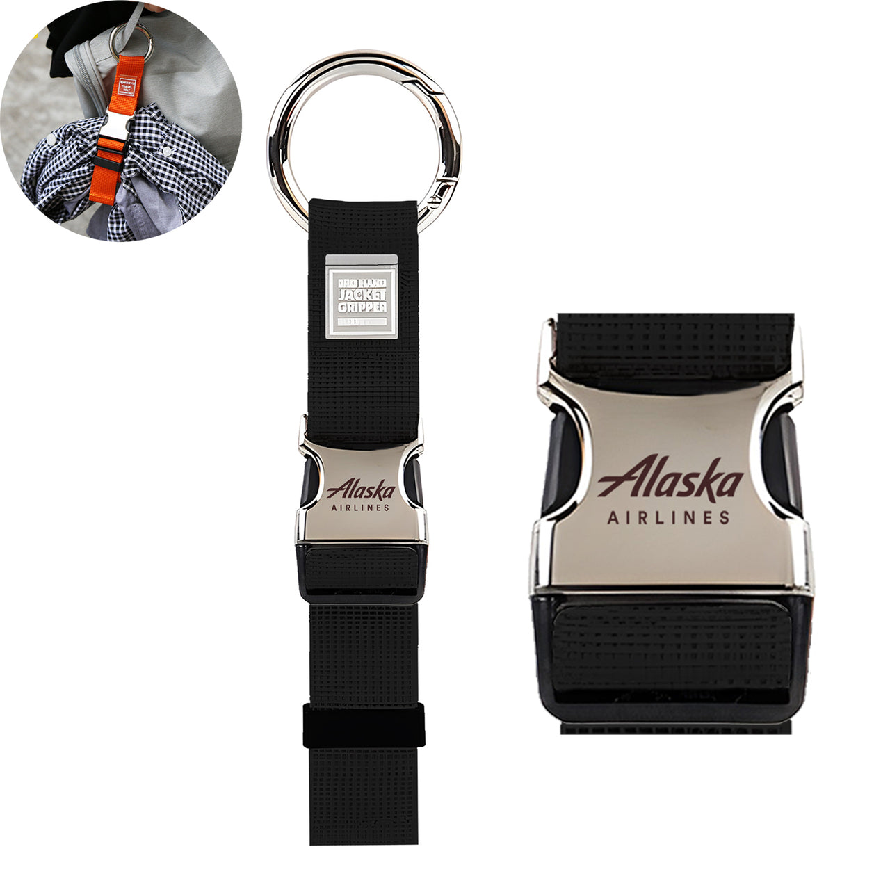 Alaska Airlines Designed Portable Luggage Strap Jacket Gripper