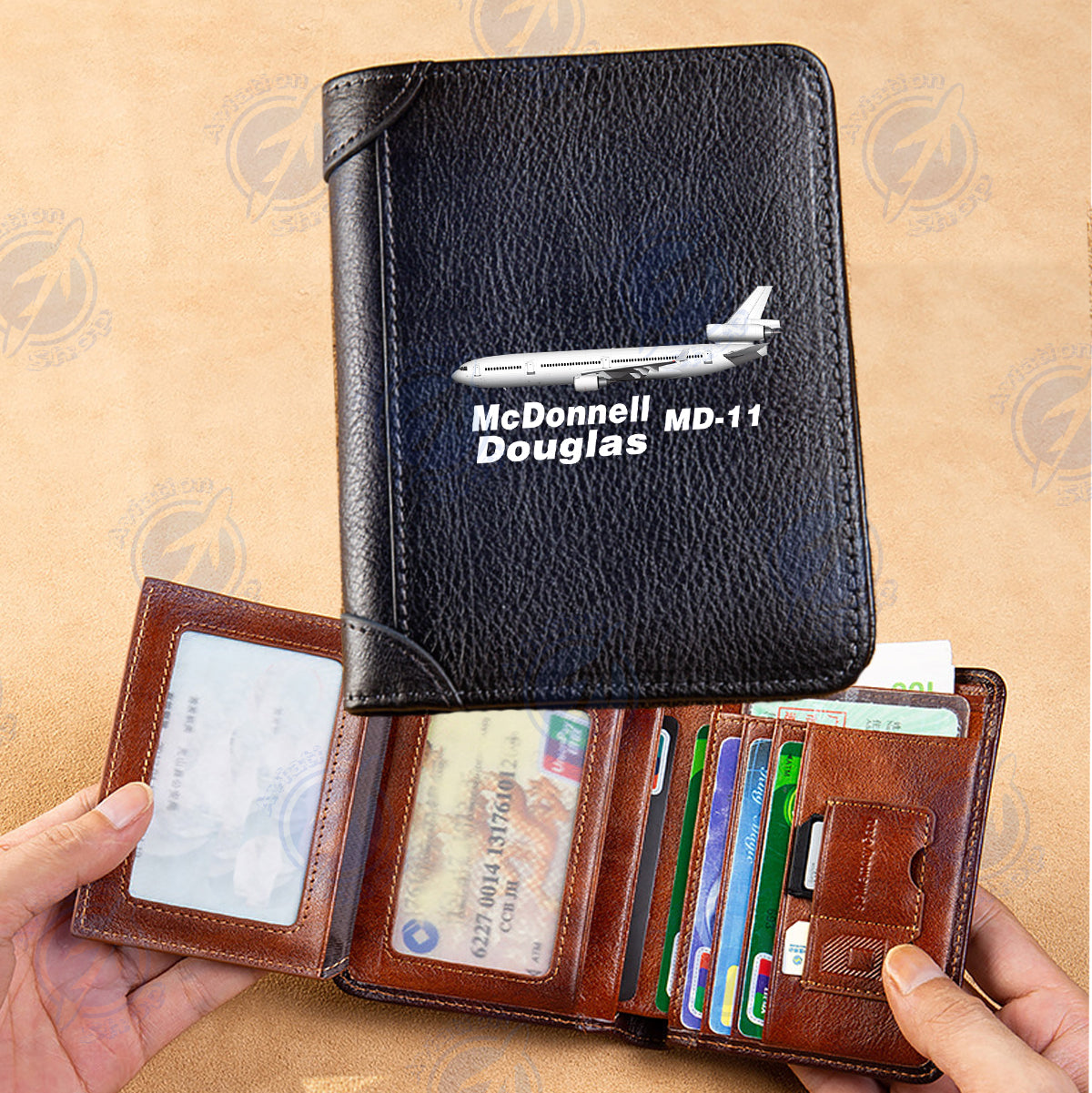 The McDonnell Douglas MD-11 Designed Leather Wallets