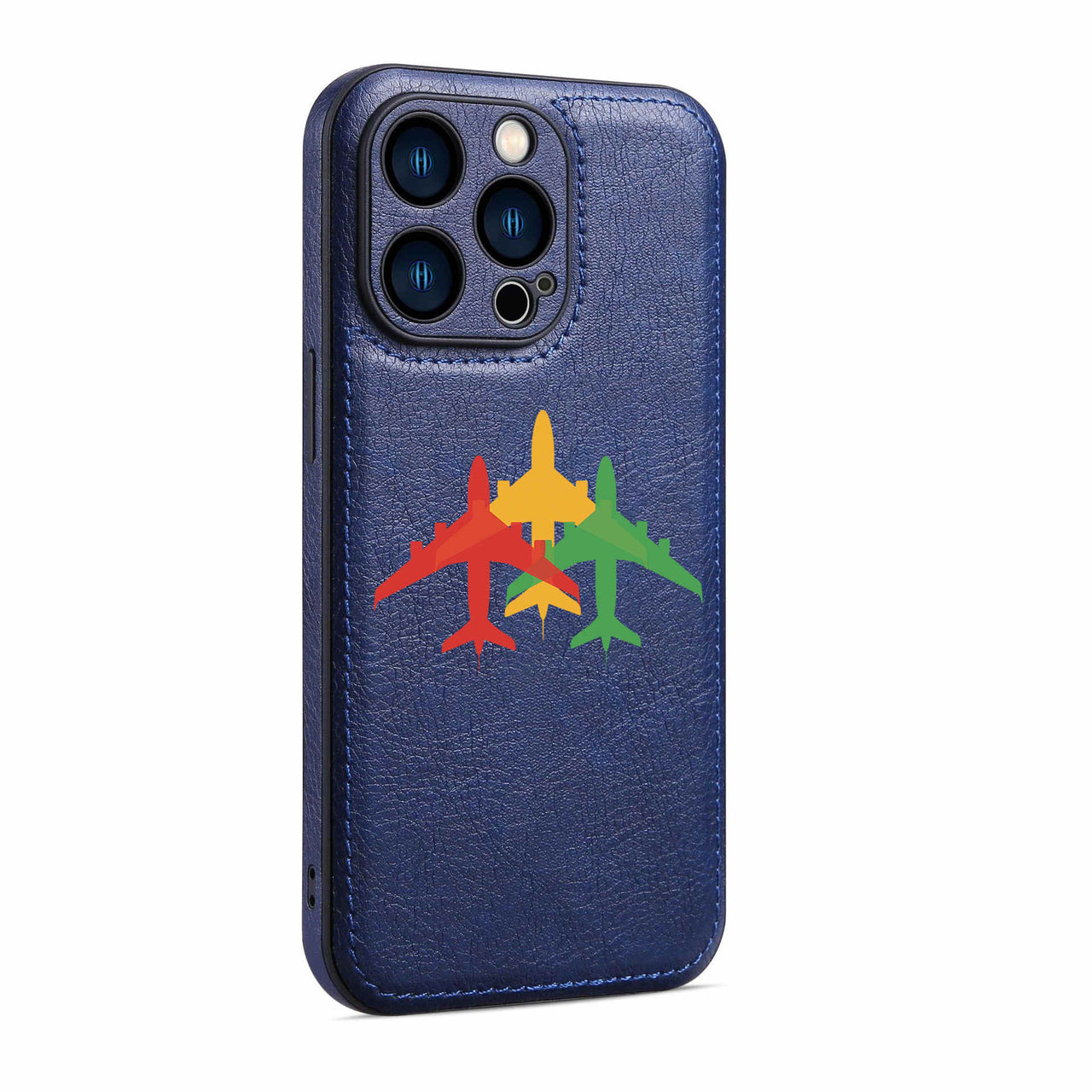 Colourful 3 Airplanes Designed Leather iPhone Cases