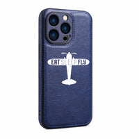 Thumbnail for Eat Sleep Fly & Propeller Designed Leather iPhone Cases