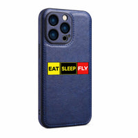 Thumbnail for Eat Sleep Fly (Colourful) Designed Leather iPhone Cases