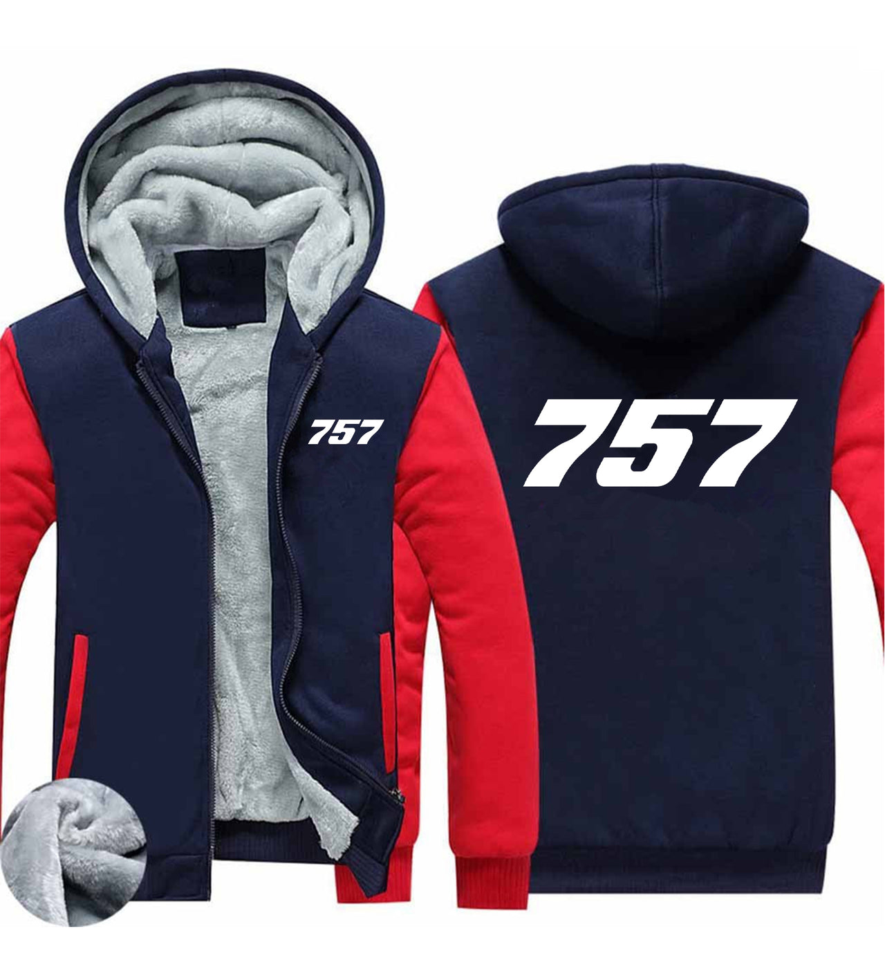 757 Flat Text Designed Zipped Sweatshirts