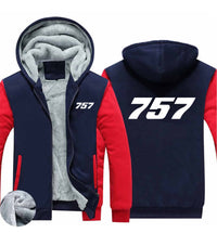 Thumbnail for 757 Flat Text Designed Zipped Sweatshirts