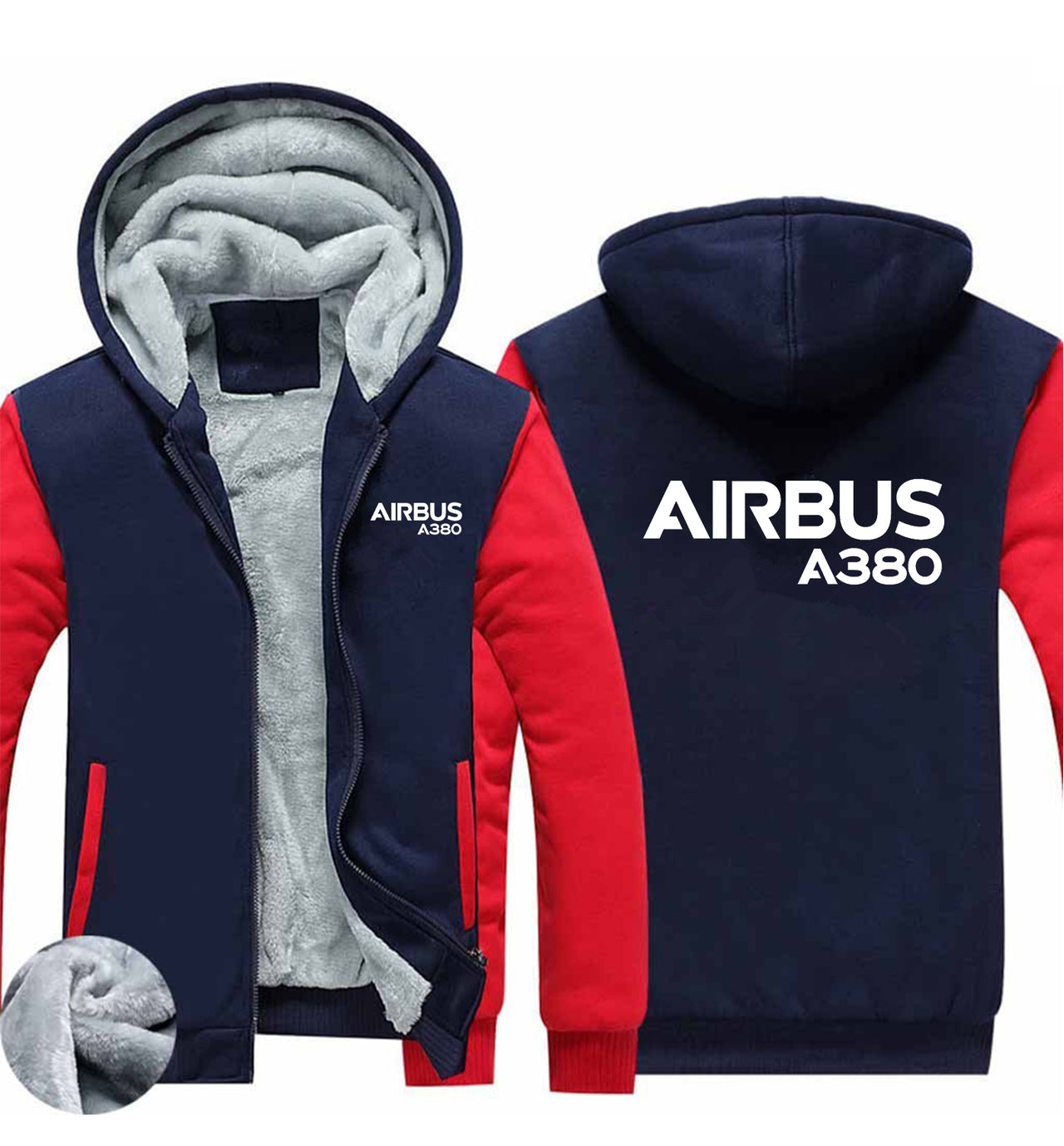 Airbus A380 & Text Designed Zipped Sweatshirts