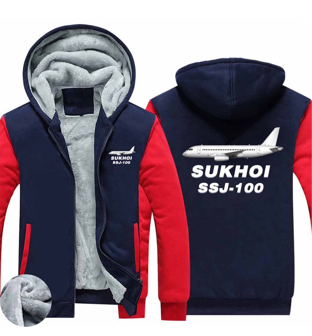 Sukhoi Superjet 100 Designed Zipped Sweatshirts