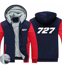 Thumbnail for 727 Flat Text Designed Zipped Sweatshirts