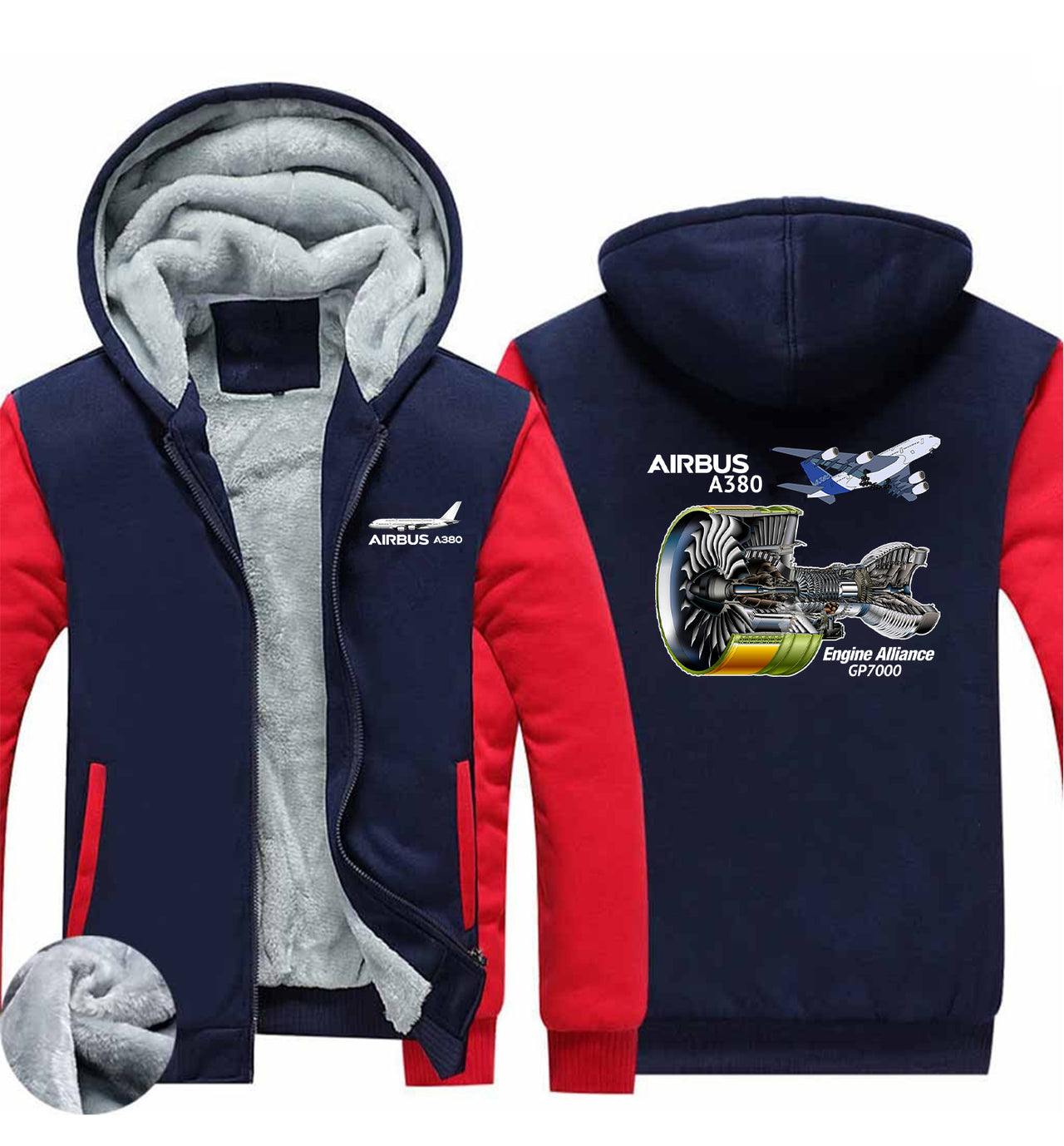 Airbus A380 & GP7000 Engine Designed Zipped Sweatshirts