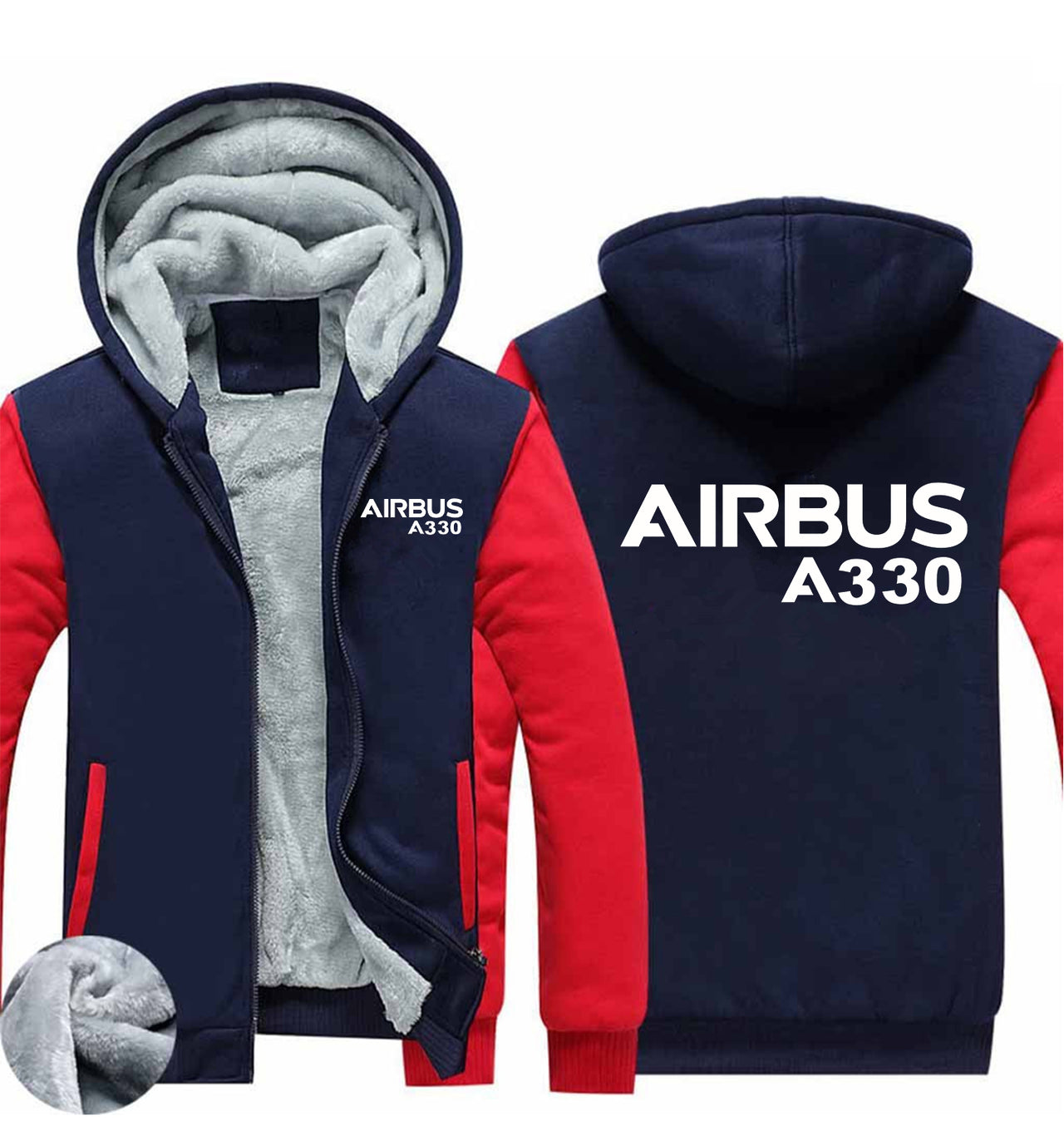Airbus A330 & Text Designed Zipped Sweatshirts