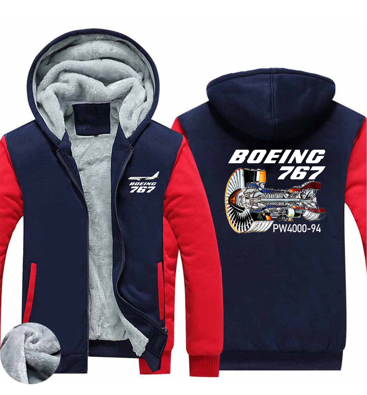Boeing 767 Engine (PW4000-94) Designed Zipped Sweatshirts