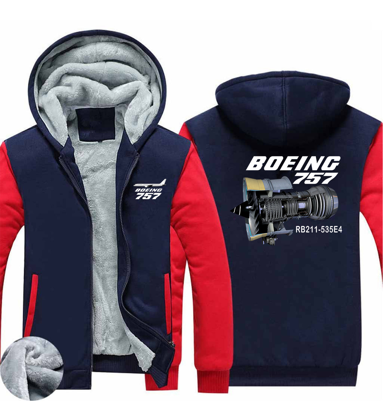 Boeing 757 & Rolls Royce Engine (RB211) Designed Zipped Sweatshirts
